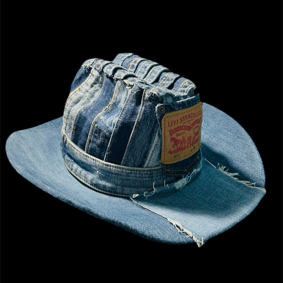 Denim Patchwork Bucket Hat - Blue - Picture 7 of 7